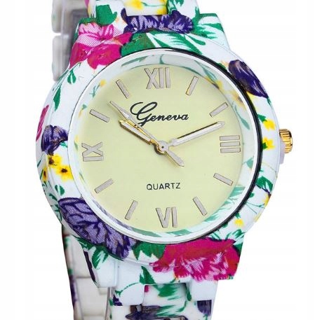 ZEGAREK DAMSKI GENEVA METAL FLORAL KWIATY BOHO HOT