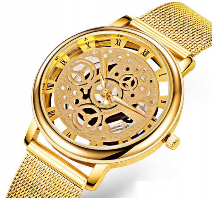 ZEGAREK DAMSKI BRANSOLETA STEAMPUNK ZŁOTY SREBRNY