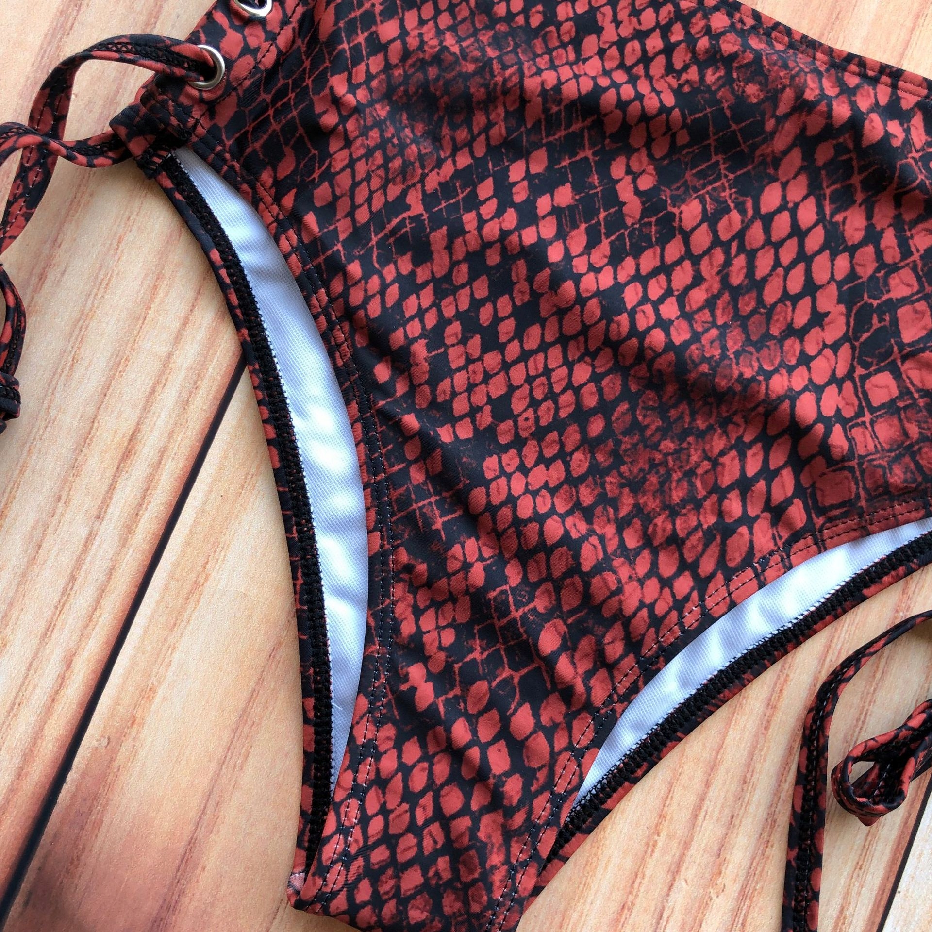 STRÓJ KĄPIELOWY WIĄZANY WYSOKI STAN WZORY W4 - obrazek 3