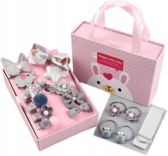 ZESTAW DO WŁOSÓW PREZENT GUMKI SPINKI POMPONY 18GR